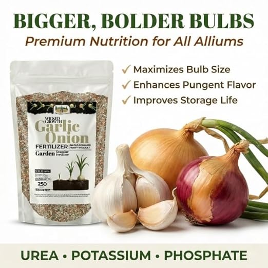 Old Cobblers Farm™ Wicked Growth Garlic + Onion Fertilizer–Nourishes Roots,Enhances Flavor, and Boosts Plant Health with Eco-Friendly Slow-Release Nutrients for Robust Growth (5/110/15/20 lbs) (5lb)