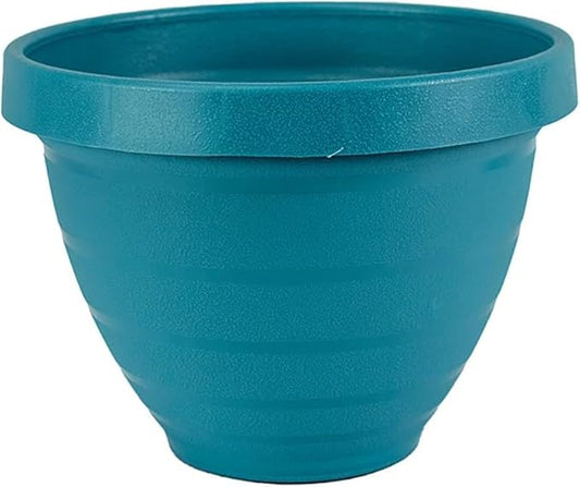 The HC Companies Rings Flower Planter - Self Watering Plant Pots for Herbs & More - Round Lightweight Outdoor & Indoor Planter (10" Blue, Pack of 1)