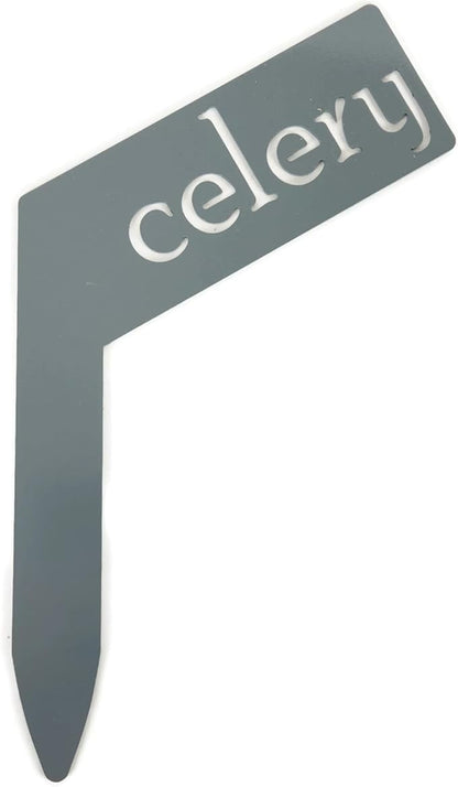 Planter Size Small Metal Garden Plant Vegetable Flower or Herb Markers 13.5 Inches Tall (celery, Primed Finish)
