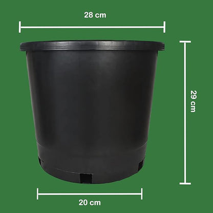 Garden Plastic Planter Nursery Pots - 10 Pcs 3.6 Gallon Round Black Nursery Pots for Indoor and Outdoor Plants with Drainage Hole