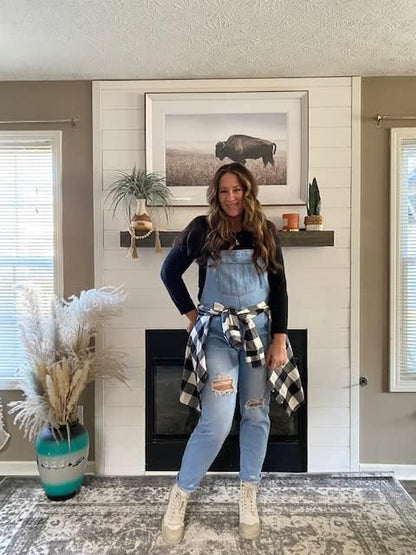 Vetinee Womens Classic Adjustable Straps Pockets Denim Bib Overalls Jeans Pants