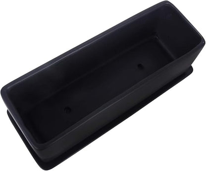 Vencer 12 Inch Rectangular Modern Minimalist Ceramic Succulent Planter Pot - Window Box with Saucer,Office Desktop Potted Stand,Black,VF-0135B
