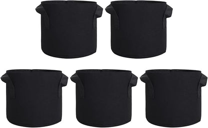 10 Gallon Fabric Grow Bags, Black Nonwoven Plant Pots with Handles, 15.7x11.8 Inches, 5 Pack