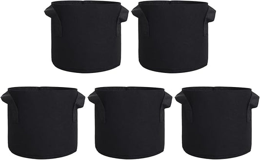 10 Gallon Fabric Grow Bags, Black Nonwoven Plant Pots with Handles, 15.7x11.8 Inches, 5 Pack