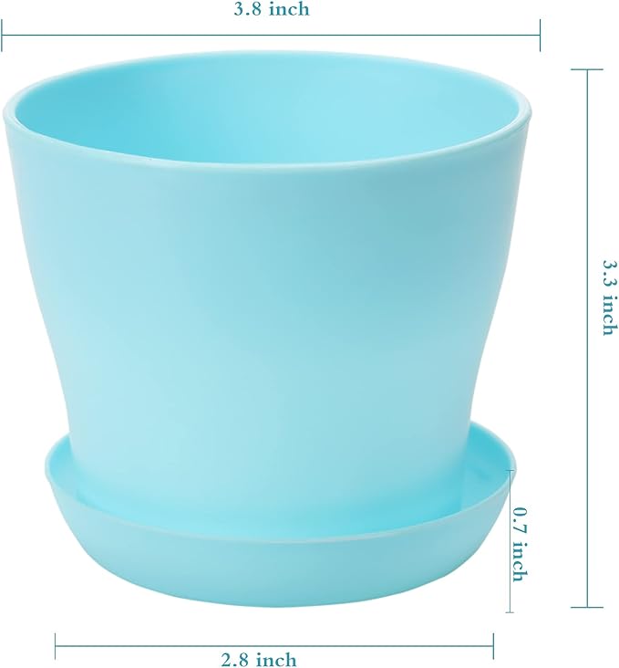TDHDIKE 25 Pcs Plastic Planters Indoor Flower Plant Pots, Mini Flower Seedlings Nursery Pot/Planter/Flower Pot with Pallet, Modern Decorative Gardening Containers (Pink/White/Purple/Blue/Green)