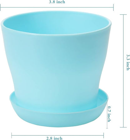 TDHDIKE 25 Pcs Plastic Planters Indoor Flower Plant Pots, Mini Flower Seedlings Nursery Pot/Planter/Flower Pot with Pallet, Modern Decorative Gardening Containers (Pink/White/Purple/Blue/Green)