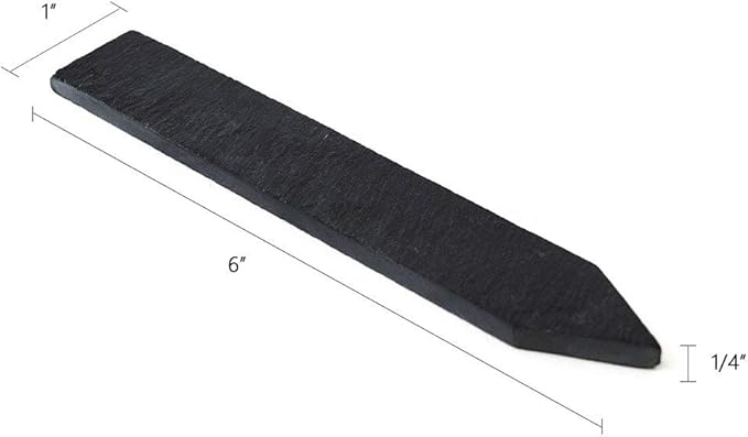 Premium Natural Slate Plant Markers - Set of 5 Stakes - Comes with Chalk Pen - Dryden Trading Co. - Dark Garden Labeling Herb Tags