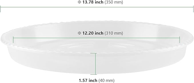 HAKZEON 12 Pack 14 Inch Round Plant Saucers, Clear Plastic Plant Saucer Drip Tray, Heavy Sturdy Plant Trays, Planter Flower Pots Saucers for Indoors, Outdoor, Garden