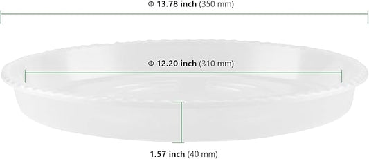 HAKZEON 12 Pack 14 Inch Round Plant Saucers, Clear Plastic Plant Saucer Drip Tray, Heavy Sturdy Plant Trays, Planter Flower Pots Saucers for Indoors, Outdoor, Garden