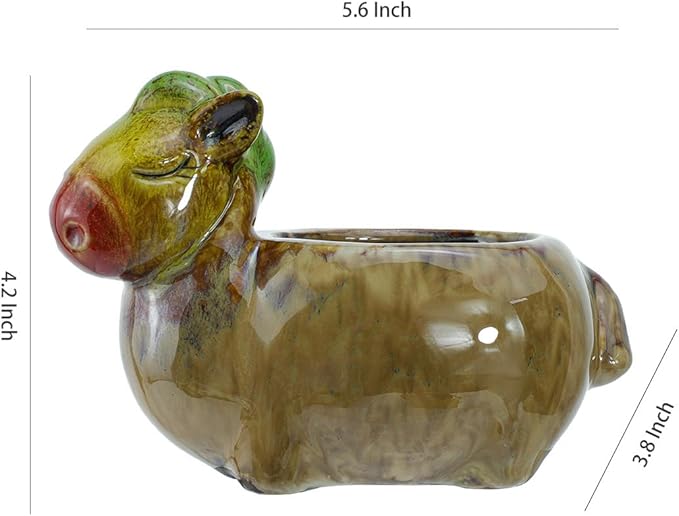 WAIT FLY Cute Animal Ceramic Flower Pot Succulent Planter-Horse