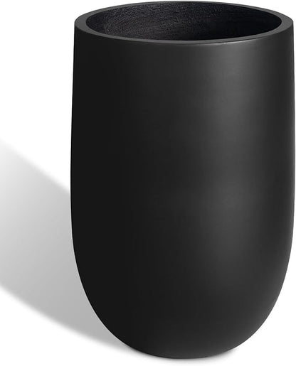 Concrete Planter Outdoor Indoor, Large Tall Cement Plant Pots for Trees Flowers (Black, 22 inch)