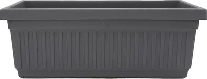 The HC Companies Venetian Window Planter Box w/Drain Plug - Long Planter Box for Windowsills, Balconies & More - Plastic Rectangular Outdoor Planters for Herbs & Flowers (18" Warm Gray, Pack of 1)