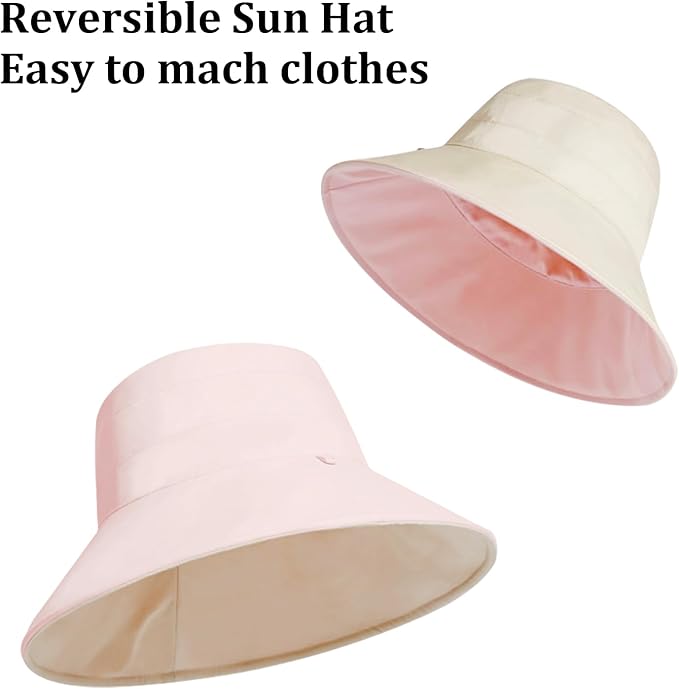 Peicees Wide Brim Sun Hats for Women Reversible Bucket Hat UV Sun Protection Hat UPF 50+ for Beach Travel Hiking Gardening