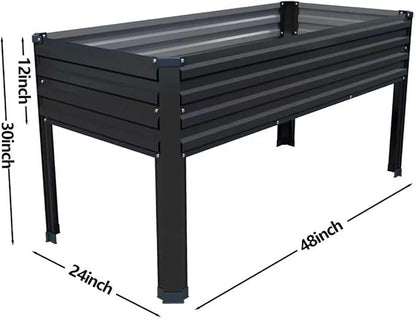 Galvanized Raised Garden Bed with Legs,48×24×30in Elevated Planter Box for Backyard,Garden, Patio, Balcony, 350lb Capacity,Planters for Outdoor Plants,Black