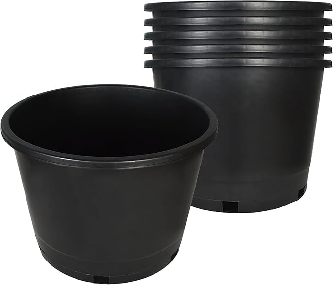Nursery Pots with Drainage Holes Pack of 5 Pcs 10 Gallon and Plant Label Flexible Seedling Pots Seed Starting Planter for Indoor Outdoor Flowers Succulents Cactus