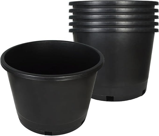 Nursery Pots with Drainage Holes Pack of 5 Pcs 10 Gallon and Plant Label Flexible Seedling Pots Seed Starting Planter for Indoor Outdoor Flowers Succulents Cactus