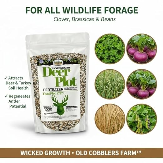 Old Cobblers Farm™ Wicked Growth Wildlife Deer Plot Fertilizer - Perfect Blend for Deer, Turkey & Game - Balanced NPK for Robust Growth (5 lbs | 10 lbs | 15 lbs | 20 lbs) (5 lbs)