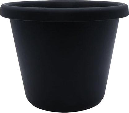 The HC Companies 15.5 Inch Classic Round Planter Pots with Drainage, Rolled Rim Plastic Planters for Indoor Outdoor Plants, 2-Pack Decorative Flower Pots for Garden, Patio, Office & Home Decor, Black