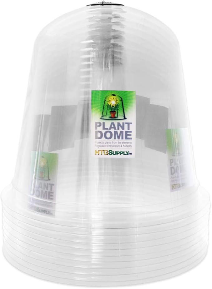 HTG Supply Garden Cloche Plant Protector Bell (10-Pack) - Reusable Vented Plastic Dome