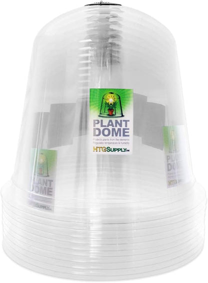 HTG Supply Garden Cloche Plant Protector Bell (10-Pack) - Reusable Vented Plastic Dome