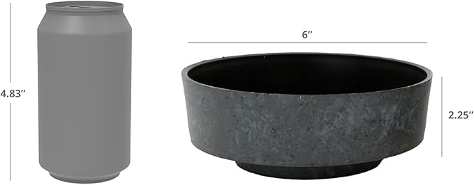 The HC Companies 6 Inch Round Plastic Succulent Capri Bowl 6"x6"x2.25" in Faux Concrete Color