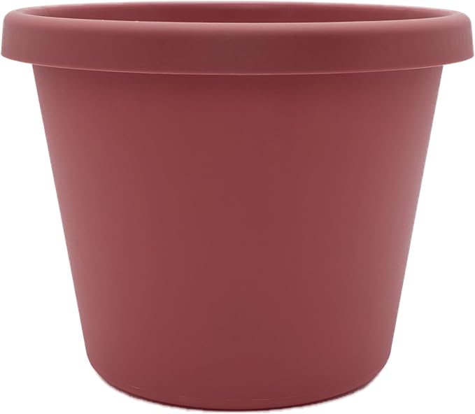 The HC Companies Prima Round Plastic Plant Pot w/Rolled Rim - Lightweight & UV Resistant Flower Pot for Herbs & More - Outdoor & Indoor Plant Pots w/Drainage (6 inch, Marsala, Pack of 1)