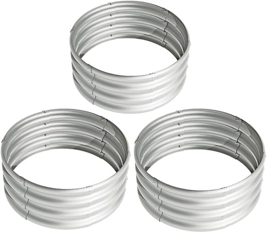 2x2x1ft-3pcs-Oval Raised Garden Bed Kit, Galvanized Planter Garden Boxes Outdoor, Metal Raised Garden Beds for Vegetables,Fruits, Flower,Silver