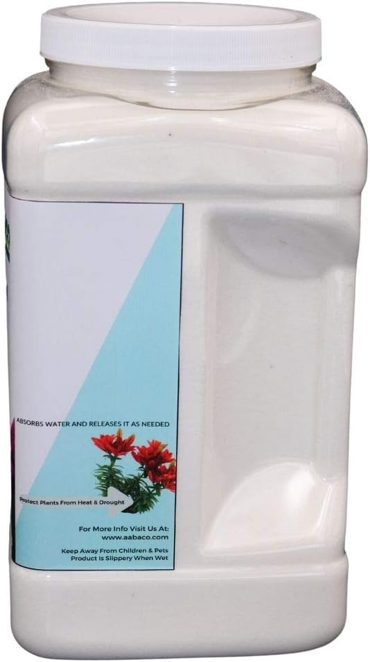 AABACO Water Storing Crystals - for Indoor & Outdoor Plants - Mix Crystals with Soil to Reduce The Amount of Watering Needed - Protect Against Heat - Watch Your Garden & Plant Grow (5LB)