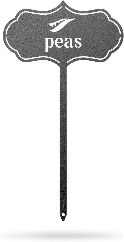 RealSteel Metal Seed & Plant Markers – Elegant Indoor & Outdoor Garden Stakes – Durable Herb, Vegetable & Fruit Plant Labels for Pots, Raised Beds & Greenhouse – Farmhouse Garden Gift - (PEAS)
