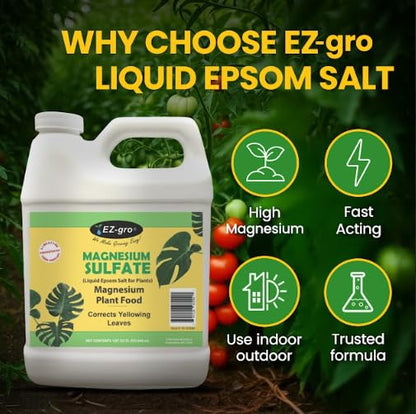 EZ-GRO Epsom Salt for Gardening, 32 oz (Quart) - Professional Grade Epsom Salt with Magnesium Sulfate for Plants