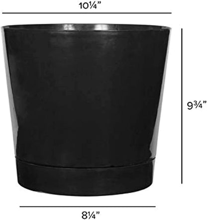 Root & Vessel Majestic Full Depth Round Cylinder Pot, Glossy Black, 10-Inch (10108)