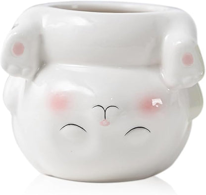 DIYOMR Cute Animal Planter Upside Down Ceramic Cartoon Succulent Pot Animals Shaped Small Flowerpot for Kid's Room Decoration Desktop Planting Ideas Creative Pen Holder - Plants Not Included (Bunny)