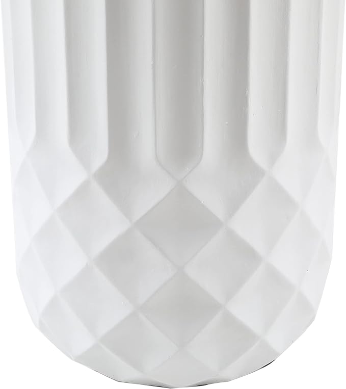 LuxenHome Planter for Outdoor Indoor Plants 25" H White Tall MgO Plant Pots Planting Flower Large Pot Planters Modern Geometric Balcony Planter