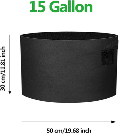 10 Pack 15 Gallon Grow Bags - Black Breathable Fabric Pots Heavy Duty Aeration Fabric Pots Thickened Nonwoven Fabric Pots Plant Grow Bags with Handle