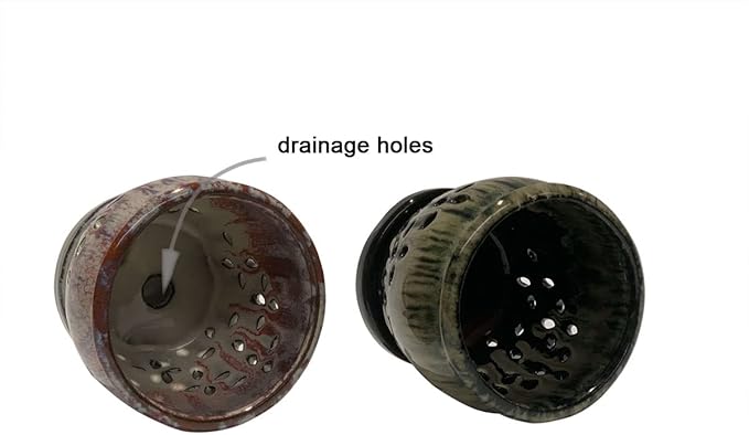 2PCS Small Ceramic Orchid Planter Pots with Holes 4.33inch Ceramic Planters for Orchid Repotting(Black&White)