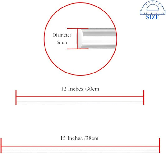HAHIYO 12 and 15Inches 20Pcs Total (10Pcs Each) Clear Acrylic Plant Stakes Garden Stakes Plastic Rod Plant Support Stakes Floral Sticks for Orchid Tomato Vegetables Potted Indoor Outdoor Gardening