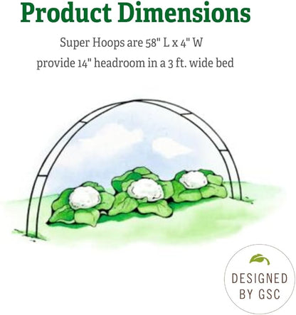 Gardener's Supply Company Garden Hoops Grow Tunnel Support | Greenhouse Arch Frame for Raised Bed Plants & Vegetable Planter Box | 58" L x 4" W (Set of 6)