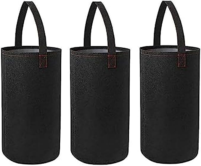 Ulalaza 3PCS Potato Grow Bags with Flap Plant Grow Bags Fabric Multi Ribbon Potato Bag Tomato Vegetable Growth Non-Woven Felt Planting Bag Transparent
