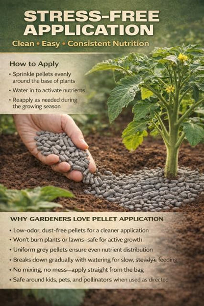 Chicken Manure Pellets, 4-3-2 NPK Organic Plant Fertilizer and Soil Rebuilder, 1.5lb Bag
