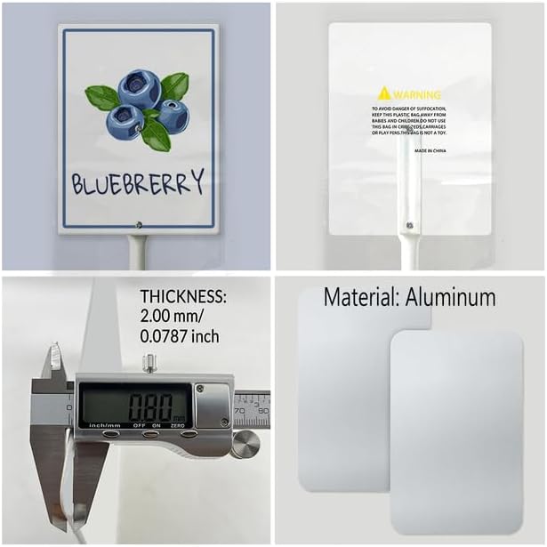 Blueberry Marker Yard Sign with Stakes 7in×8.8in, Aluminum Yard Signs, Waterproof Plant Marker Reusable Garden Stake Tags with Vegetable Names for Nursery Outdoor Garden