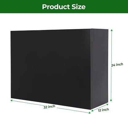 Metal Tall Rectangular Planter 32" L x 12" W x 24" H, Rectangular Galvanized Steel Raised Garden Bed with Drainage Holes & Removable Shelf, Tall Porch Planters Outdoor for Patio, Porch, Yard & Balcony