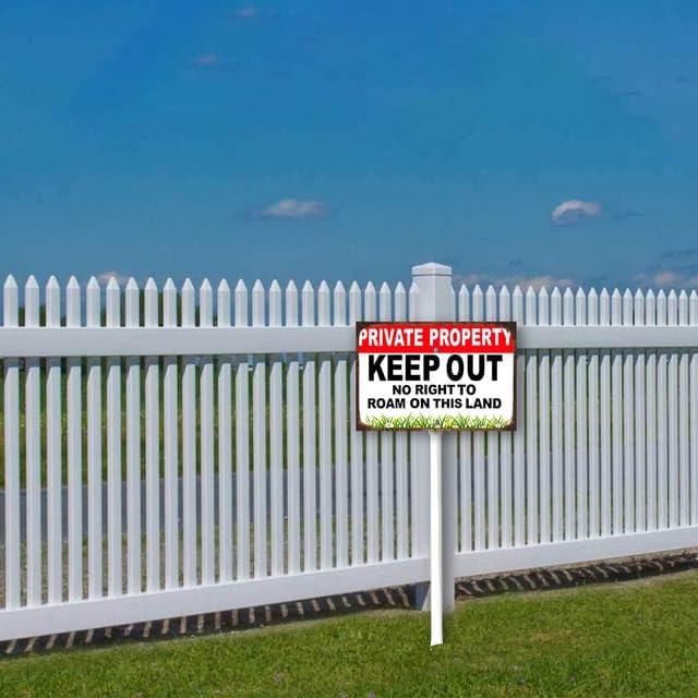 8 x 12 inch Keep Out Signs, No Right to Roam Yard Sign Stakes Outdoor Lawn Yard Signs