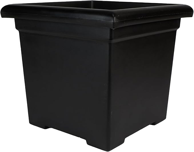 The HC Companies Accent Square Plant Pot w/Drainage - Classic Planters for Outdoor Plants & Indoor Plants - Lightweight & UV-Resistant Square Planter Box (15.5”, Black, Pack of 1)