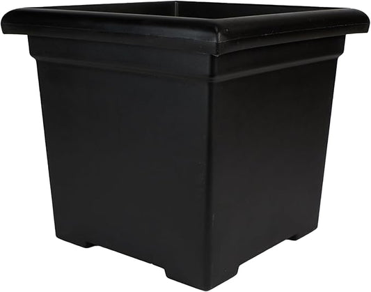 The HC Companies Accent Square Plant Pot w/Drainage - Classic Planters for Outdoor Plants & Indoor Plants - Lightweight & UV-Resistant Square Planter Box (15.5”, Black, Pack of 1)