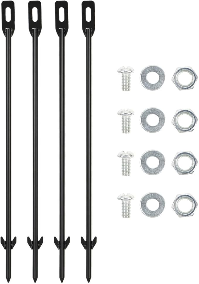 4 Pack Stake for Yard Sign Metal Black Stakes for Ground Lawn, 16.5" Long 0.3 Inch Thickness, Easy Install, Suitable for Camping or Plant