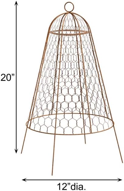 Panacea Rustic Wire Garden Cloches, Set of 6 – 20" H x 12" Dia Plant Protectors – Metal Chicken Wire Dome with 4-Leg Base – Durable Outdoor Garden Cloches for Shrubs, Flowers & Vegetables