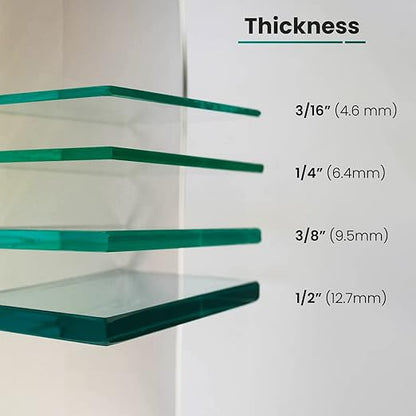 Custom Cut Glass 1/2" Thick - Clear Tempered Cut to Size - Square Replacement Glass for Table Tops, Shelves, Windows with Flat Edge by Fab Glass and Mirror