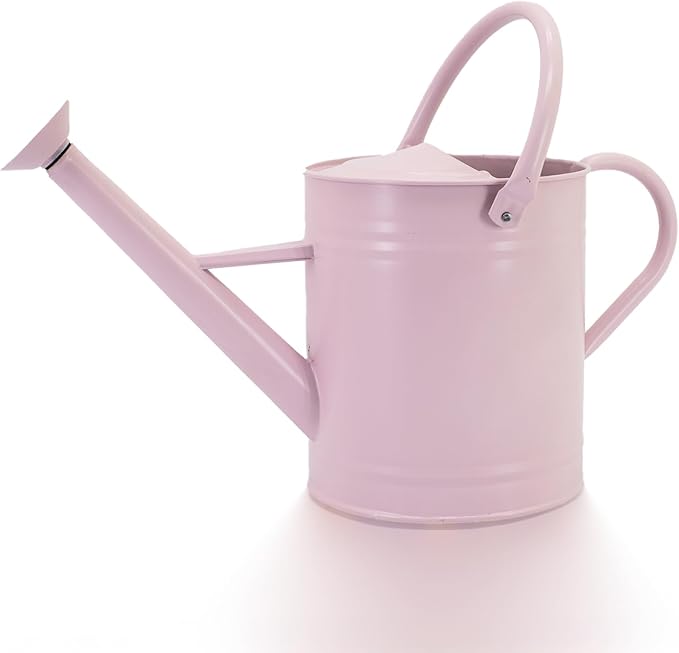 1 Gallon Watering Can, Matte Pink (Almost Manve), Metal Watering Can with Removable Spout, Galvanized Water can with Floral Design, Perfect Plant Water Can for Outddor and Indoor Use