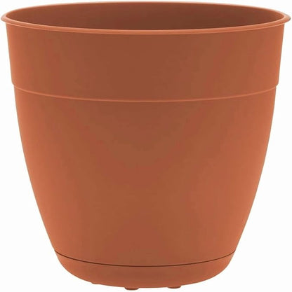 Bloem Dayton 12" Terra Cotta Recyled Plastic Planter Pot with Drainage Holes and Removable Saucer for Indoor and Outdoor Gardening