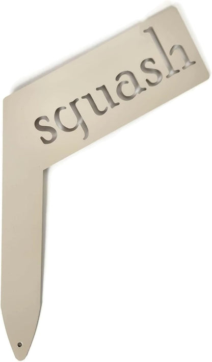 Planter Size Small Metal Garden Plant Vegetable Flower or Herb Markers 13.5 Inches Tall (squash, Cream)